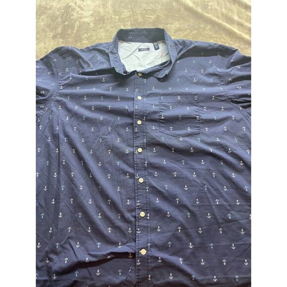 MENS IZOD BIG & TALL Blue Anchor PRINT SHORT‎ SLEEVE SHIRT SIZE 3XLT - Picture 1 of 5